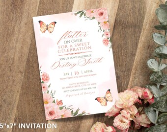 Boho Butterfly Party Collection – Birthday or Shower – Editable Canva Templates + Printables