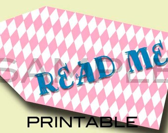 Alice in Wonderland Read Me Tag for Invitation/Party