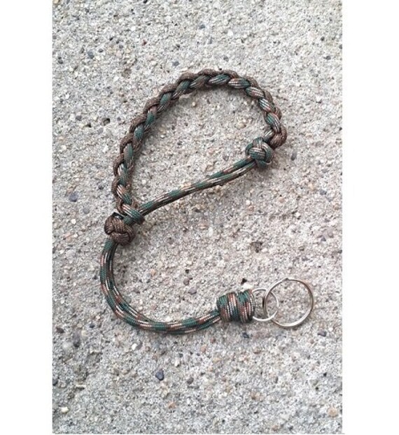 Items similar to Adjustable Wrist Lanyard with Keychain Woodland Camo