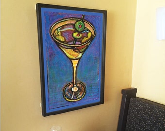 Martini Art Print: Colorful Cocktail Painting, Bar Decor (Digital Download)