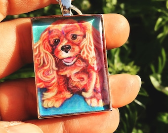 Custom Dog Portrait, Dog Jewelry, Dog Memorial Portrait ,Pet Loss, Dog Painting, Pet Memorial, Pet Supplies, Handmade, Resin Art Pendant