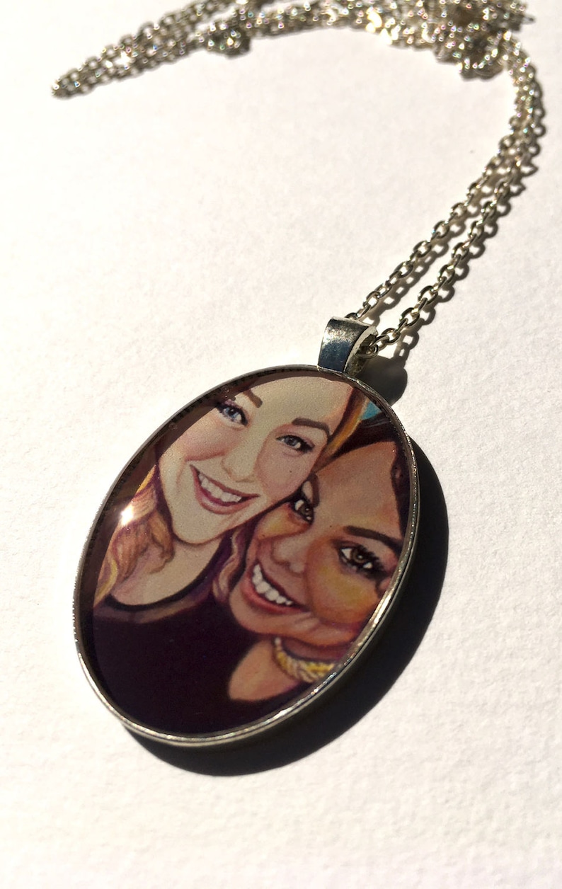Portrait Necklace Portrait Pendant Double Portrait Resin Etsy