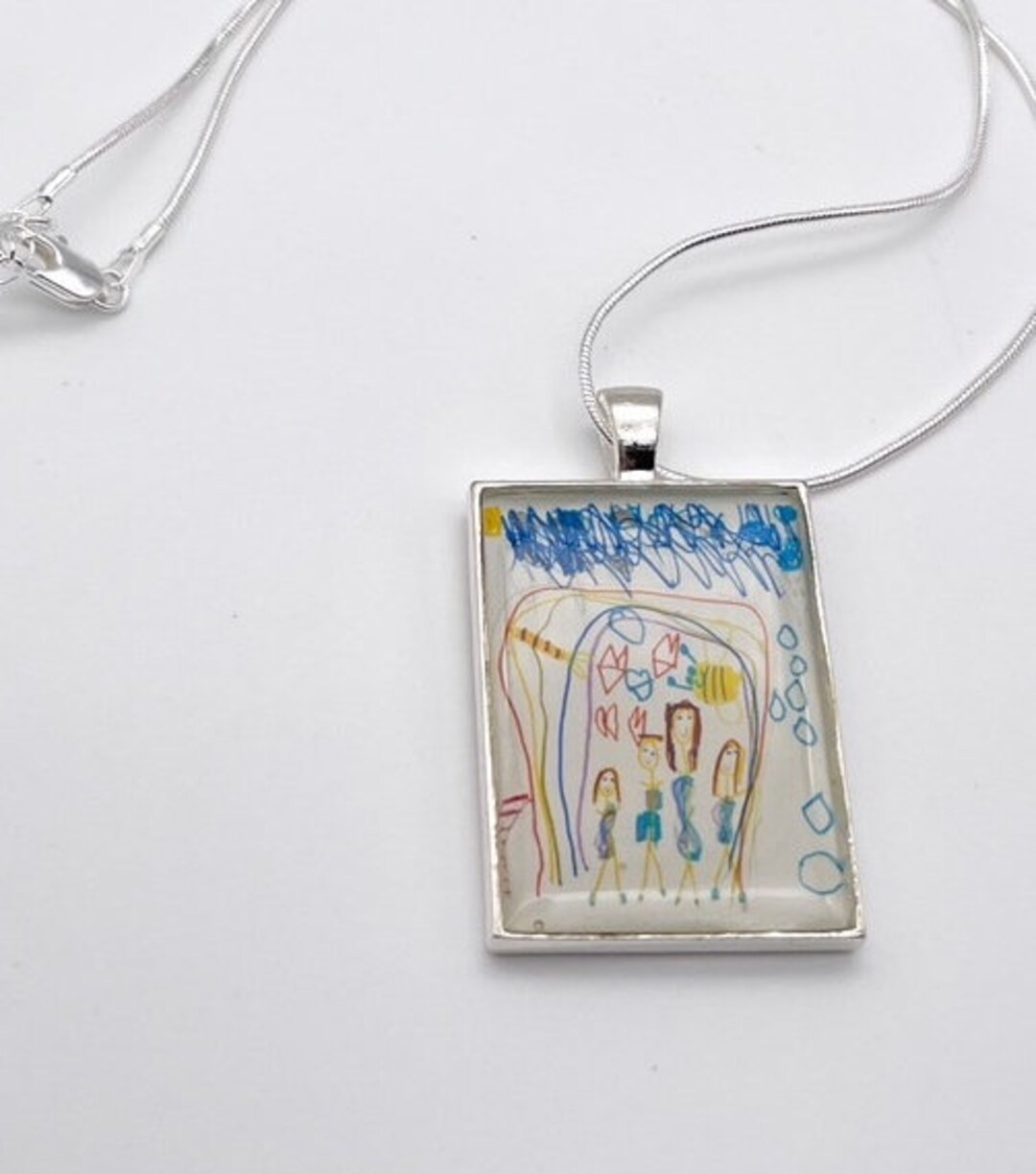 Child's Artwork Necklace Custom Photo Pendant Mothers Etsy