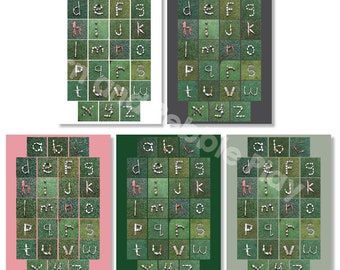 Gras Hintergrund lose Teile Buchstaben ganze Seite Alphabet A3 Wanddrucke
