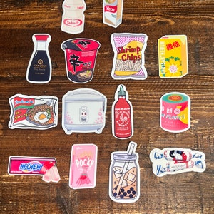 Set of Favorite Asian snack stickers.  Laptop. Waterproof. Phone case. Waterbottle. Car
