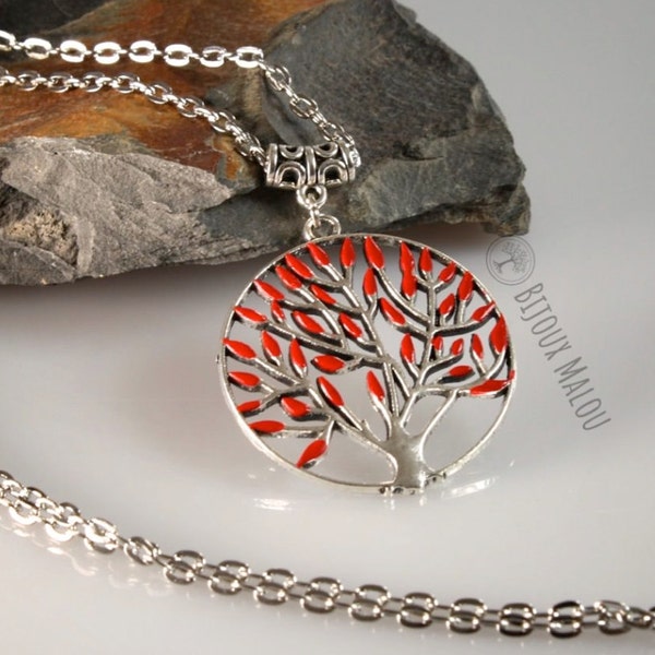 Autumn Tree Necklace Hand Painted Red Tree Necklace Jewellery Autumn Fall Long Necklace Godswood Weirwood Hand Painted Gift Halloween
