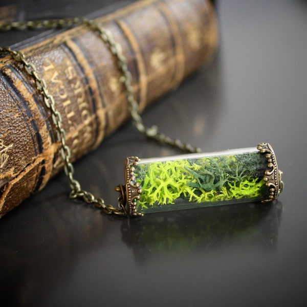 Real Moss Specimen Tube Necklace Glass Terrarium Necklace Eco Jewellery Gift Nature Woodland Spring Jewellery Test Tube Necklace