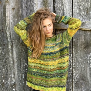 Wool Green Chunky sweater Women's sweater Plus size sweater Oversized sweater Made to order image 1