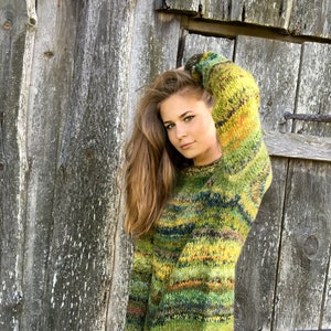 Wool Green Chunky sweater Women's sweater Plus size sweater Oversized sweater Made to order image 2