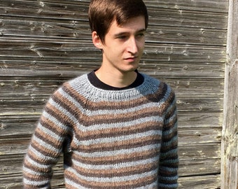 Brown/gray Alpaca sweater Men's sweater Made to order