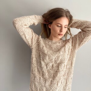 MADE TO ORDER white tweed sweater Wool sweater Hand knitted sweater Women’s sweater
