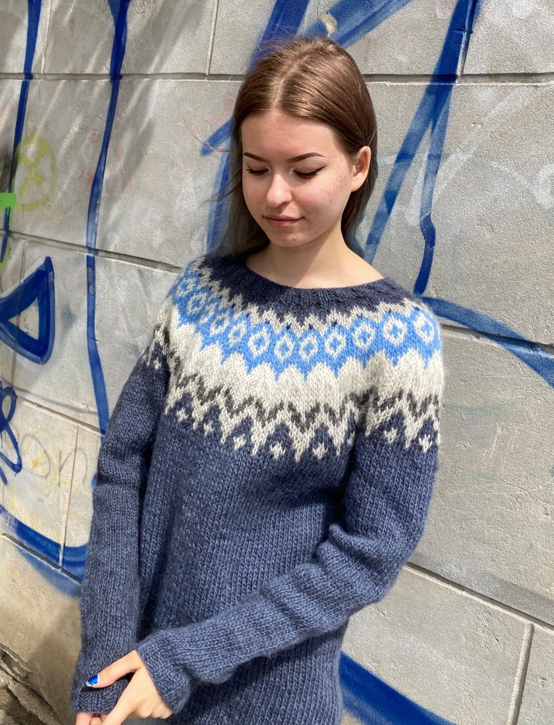 READY TO SHIP Lettlopi Icelandic Wool Blue Sweater | Etsy