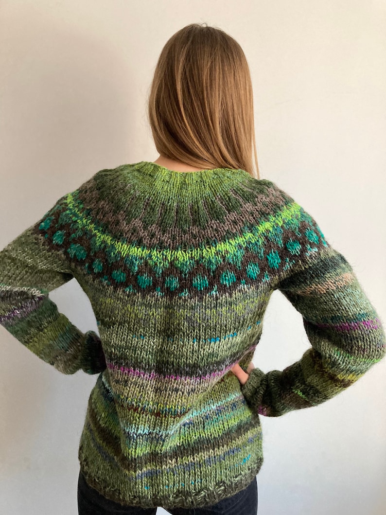 Made to Order Green Fair Isle Icelandic Sweater Etsy