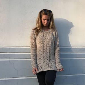 MADE TO ORDER Merino Taupe Lace sweater Women's sweater Summer sweater image 6