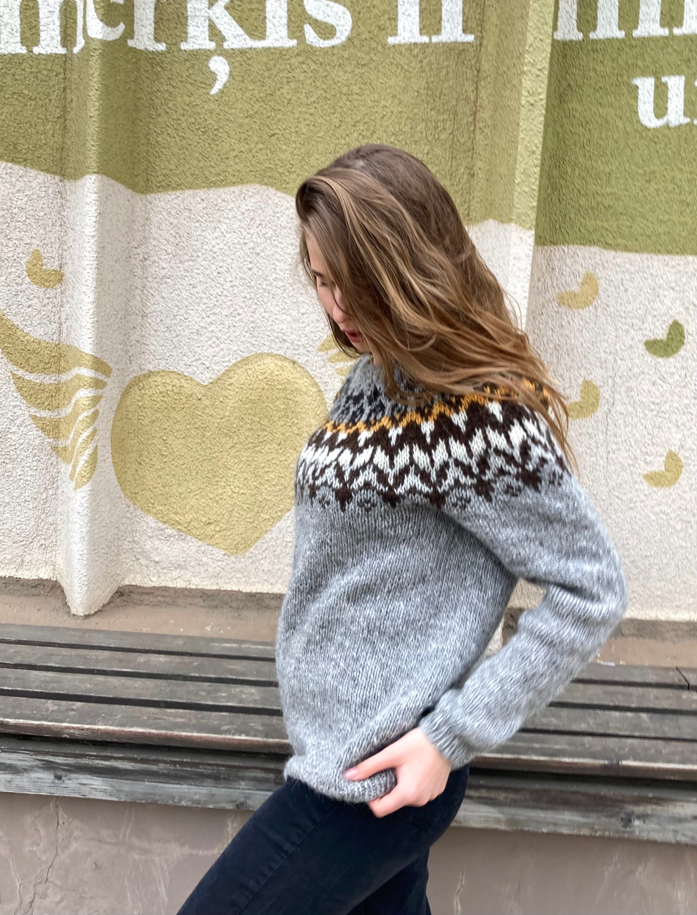 Ready to Ship Grey Sweater With Icelandic Pattern Size L - Etsy