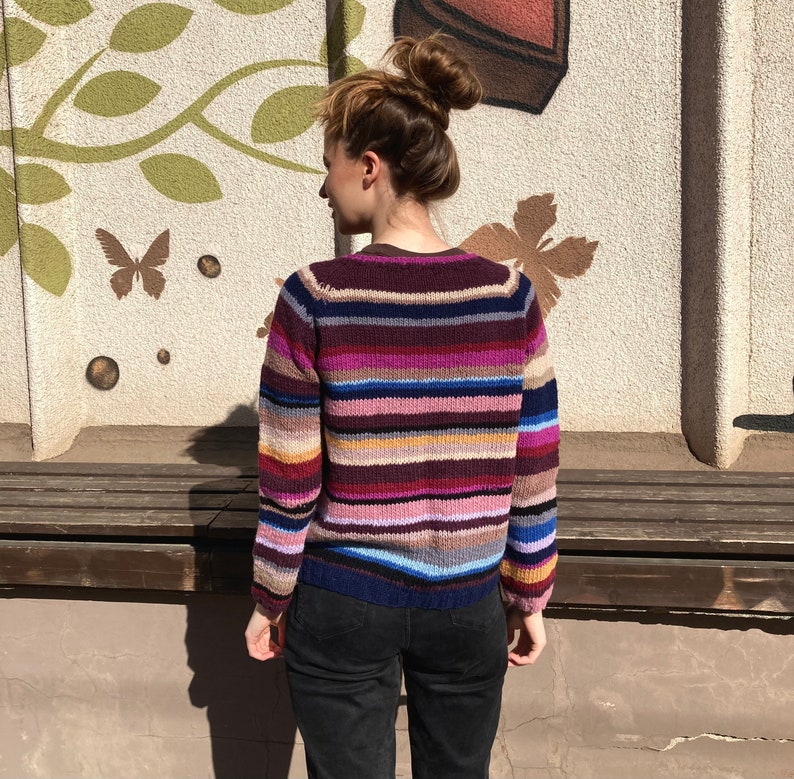 Made to order Natural Wool Striped Multicolored sweater image 6