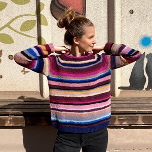 Made to order Natural Wool Striped Multicolored sweater image 2