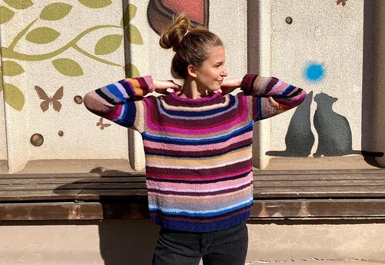 Made to order Natural Wool Striped Multicolored sweater image 2