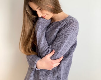 Prêt-à-partir Pull gris en laine naturelle Taille L pour femme