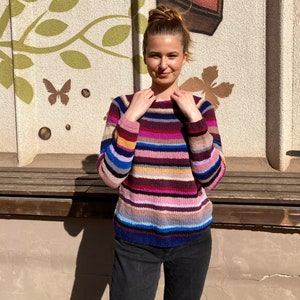 Made to order Natural Wool Striped Multicolored sweater image 10