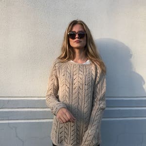 MADE TO ORDER Merino Taupe Lace sweater Women's sweater Summer sweater image 7