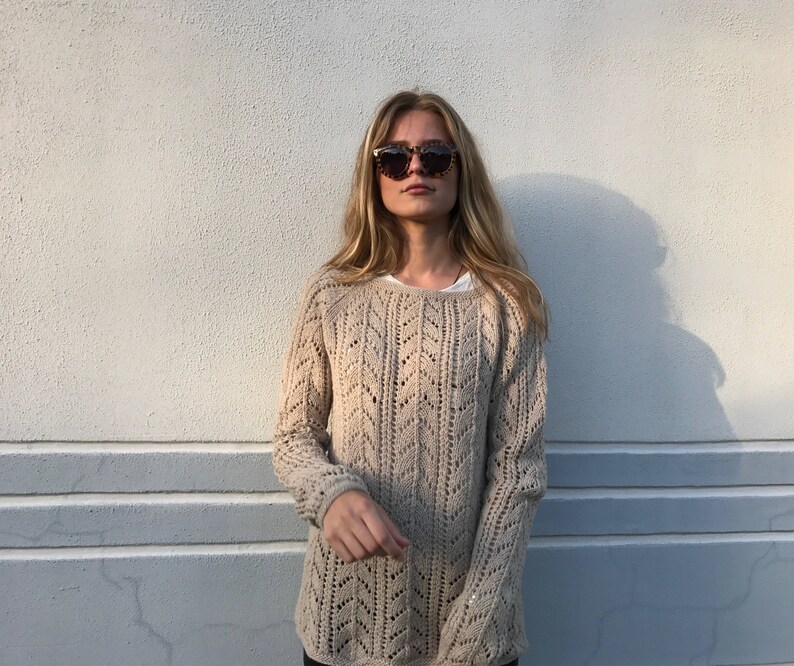 MADE TO ORDER Merino Taupe Lace sweater Women's sweater Summer sweater image 7