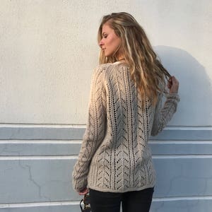 MADE TO ORDER Merino Taupe Lace sweater Women's sweater Summer sweater image 10