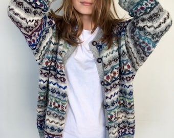 Fair Isle cardigan Wool cardigan Women's sweater Hand made cardigan Made to order