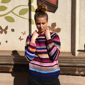 Made to order Natural Wool Striped Multicolored sweater image 4