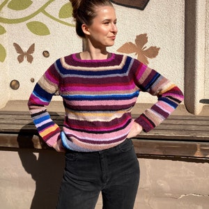 Made to order Natural Wool Striped Multicolored sweater image 5