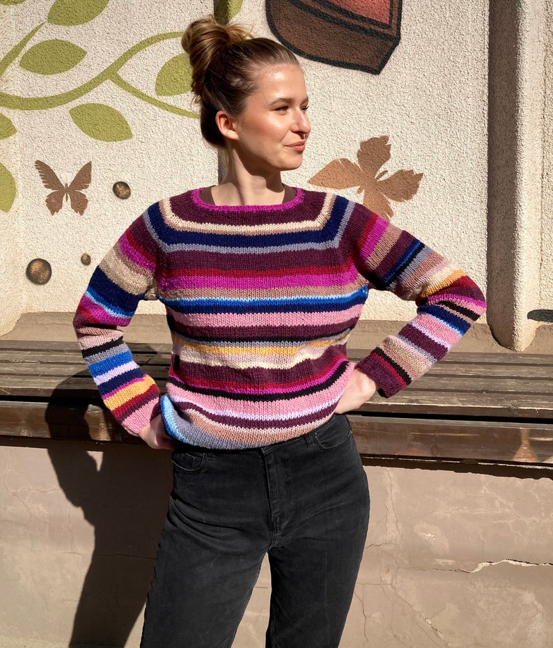 Made to order Natural Wool Striped Multicolored sweater image 5
