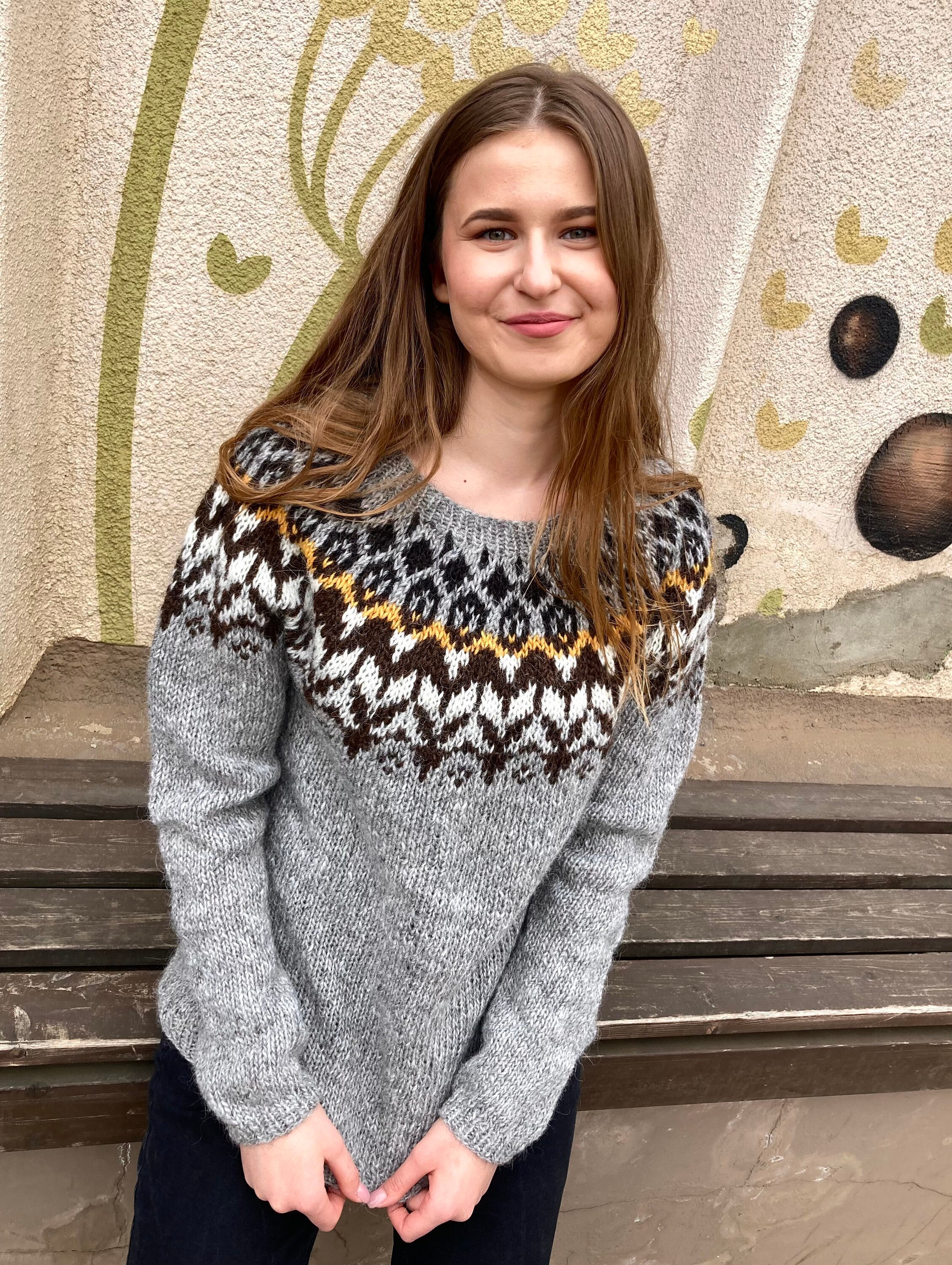 Ready to Ship Grey Sweater With Icelandic Pattern Size L - Etsy