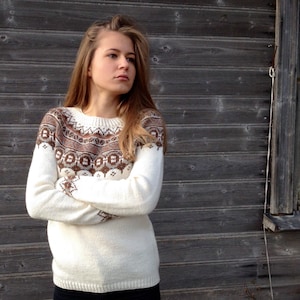 Ivory white Merino Icelandic sweater Made to order