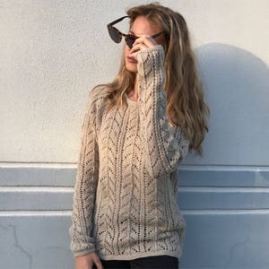 MADE TO ORDER Merino Taupe Lace sweater Women's sweater Summer sweater image 3