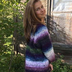 Mohair sweater Green Lilac sweater Kidmohair Sweater Women&#39;s sweater Oversized sweater Made to order
