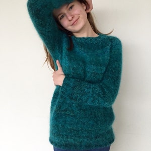 Emerald green mohair sweater Made to order