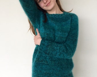 Emerald green mohair sweater Made to order