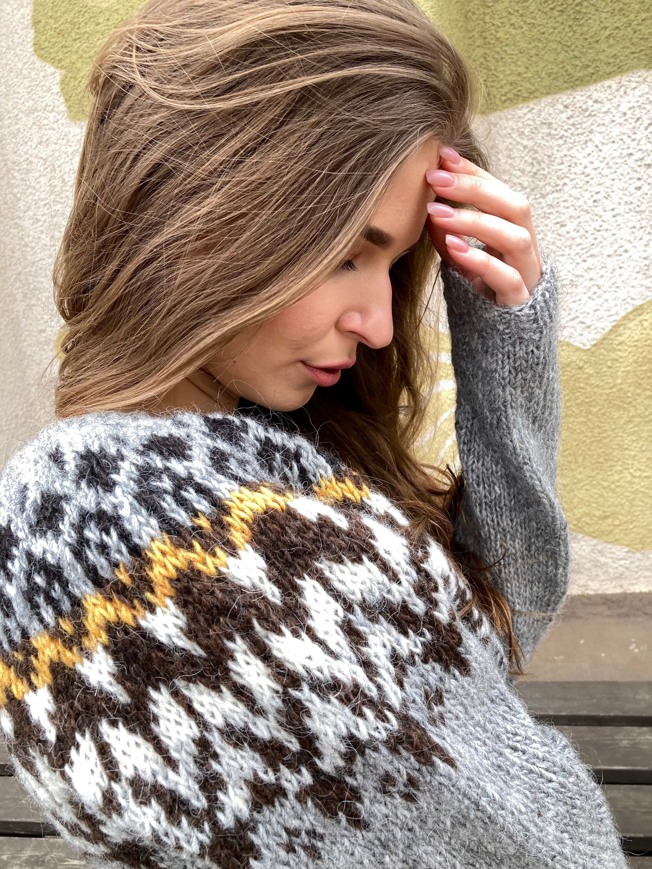 Ready to Ship Grey Sweater With Icelandic Pattern Size L - Etsy