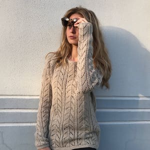 MADE TO ORDER Merino Taupe Lace sweater Women's sweater Summer sweater image 5