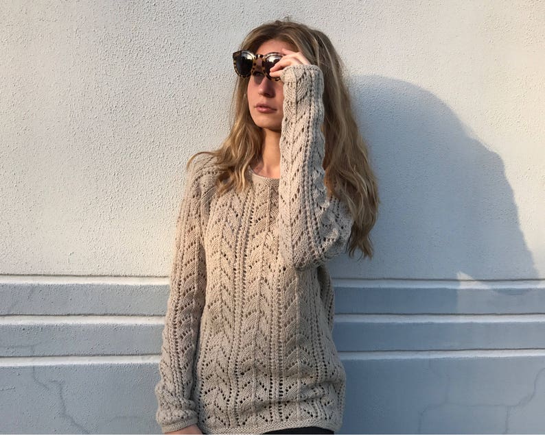 MADE TO ORDER Merino Taupe Lace sweater Women's sweater Summer sweater image 5