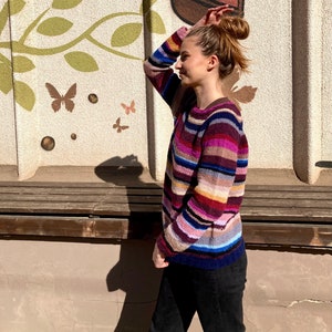 Made to order Natural Wool Striped Multicolored sweater image 7