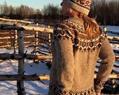 Fair Isle sweater Taupe Icelandic sweater Made to order