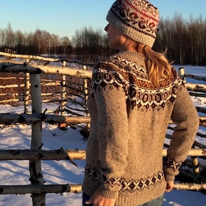 Fair Isle sweater Taupe Icelandic sweater Made to order