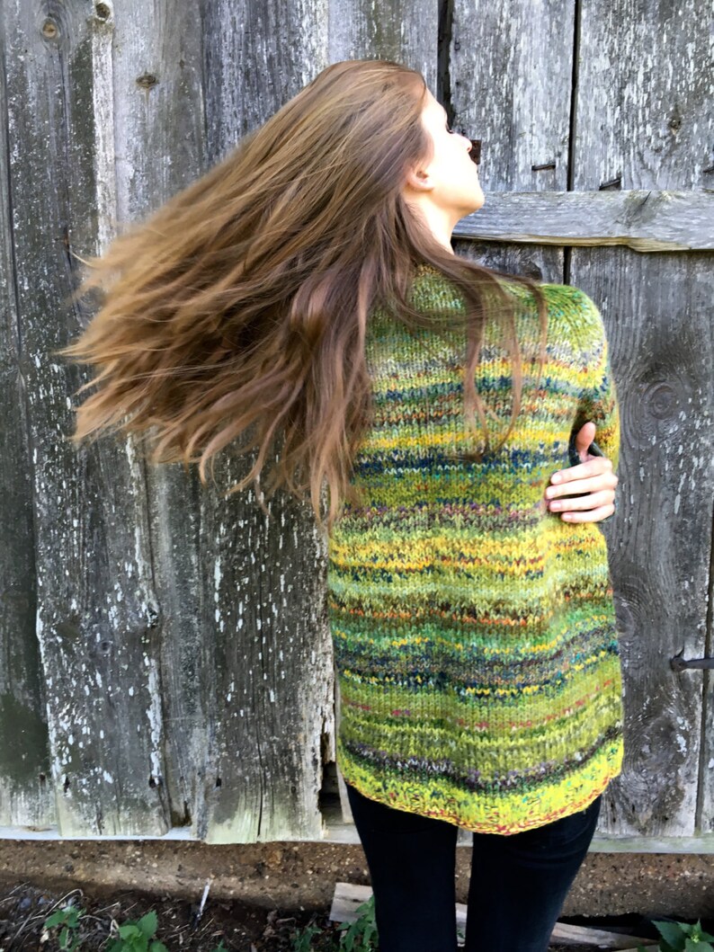 Wool Green Chunky sweater Women's sweater Plus size sweater Oversized sweater Made to order image 3