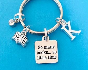 So Many Books So Little Time Gift Book Keychain Librarian Gift Book Club Gift