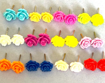 Rose studs, Earrings