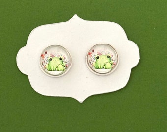 Frog Stud, Earrings, Frog Lover Gift