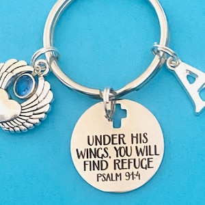 Psalm 91:4, Christian Gift,Keychain