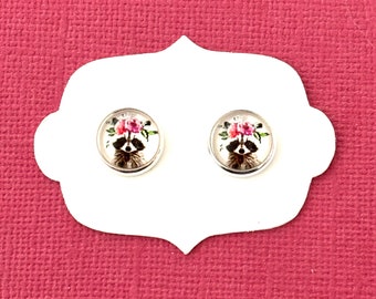 Raccoon Studs, Earrings, Raccoon Gift