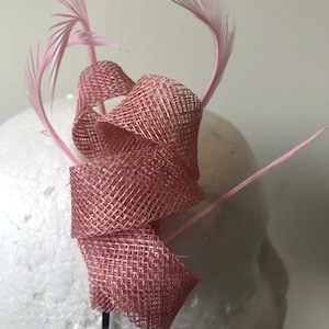Pink loop fascinator with biot feathers on a silver headband! Made to order!